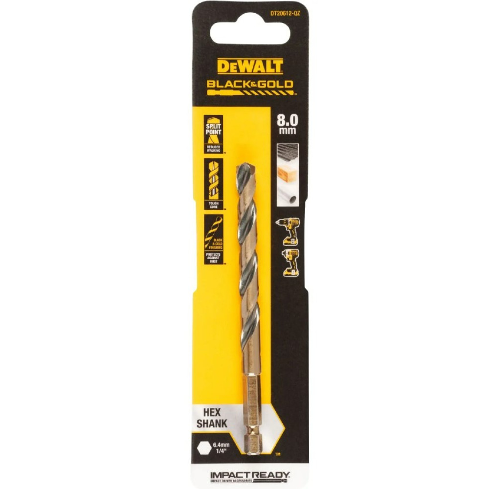 Сверло по металлу DeWalt IMPACT Black & Gold 8 мм (DT20612)