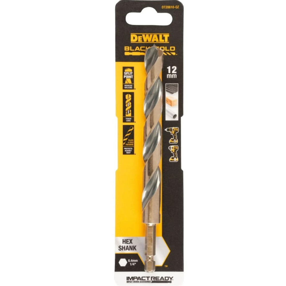 Свердло по металу DeWalt IMPACT Black & Gold 12 мм (DT20618)