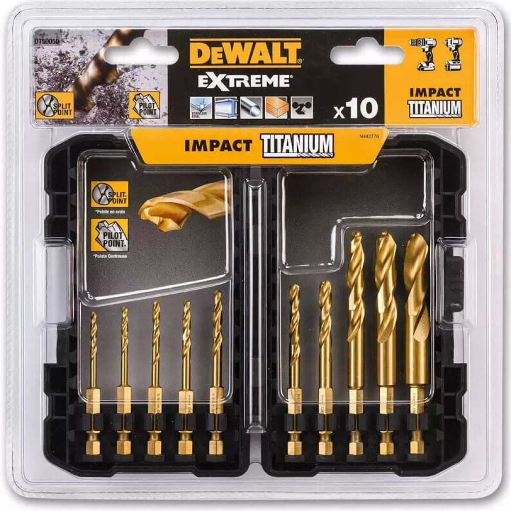 Набір свердел по металу DeWalt EXTREME  TITANIUM IMPACT HSS-TIN (DT50050)