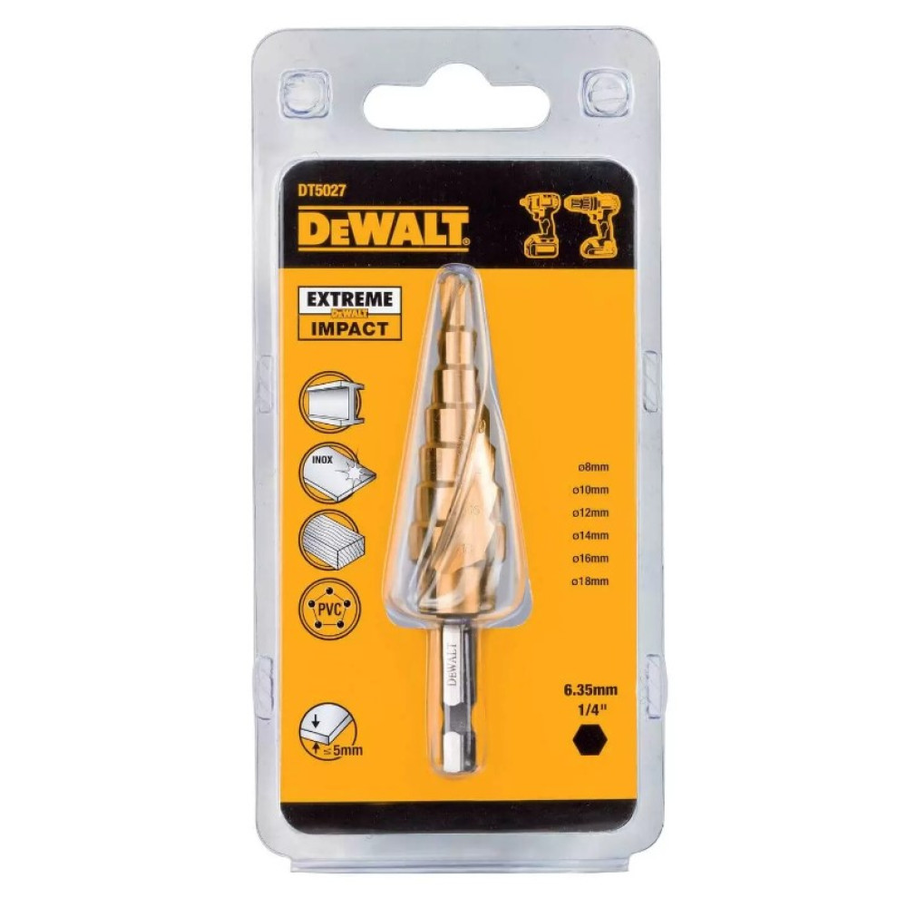 Свердло по металу DeWalt IMPACT 6-18 мм ступеневе (DT5027)