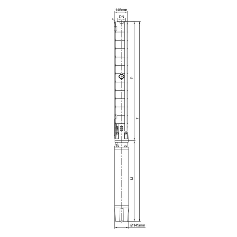 Насос центробежный скважинный DONGYIN 6SP30-12 380В 11кВт H 137(92)м Q 700(500)л/мин Ø145мм +пульт (из 3х частей) (7777283)