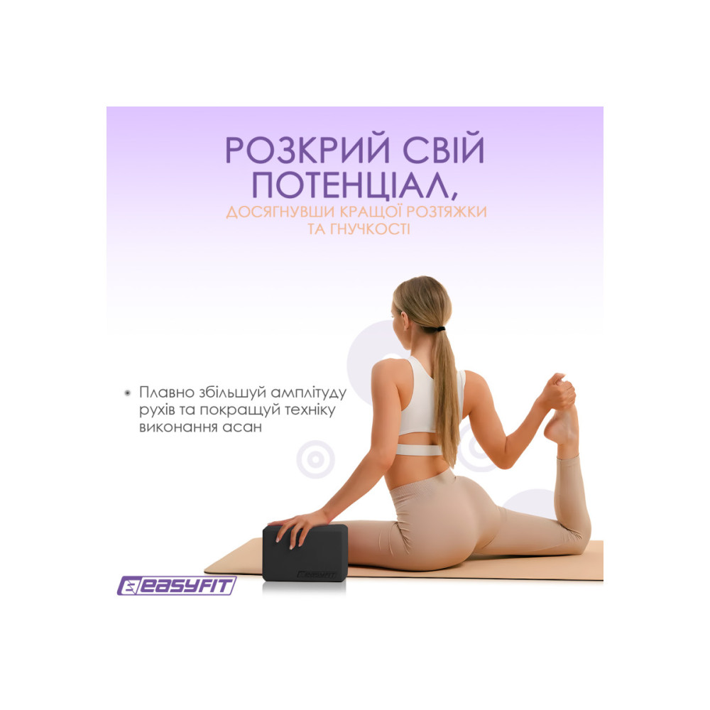 Блок для йоги EasyFit EVA Черный (EF-1818-B)
