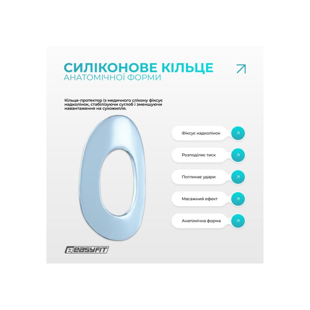 Бандаж (фиксатор) коленного сустава EasyFit с ребрами жесткости и силиконовой вставкой, размер S (EF-0078-S)