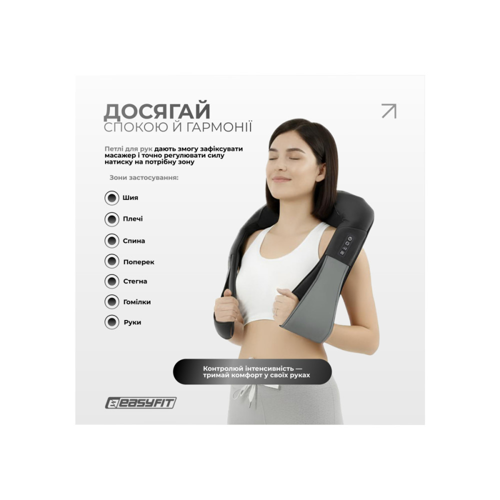 Масажер для шиї EasyFit Shiatsu (шиацу-масаж плечей та тіла роликовий) (EF-2101)