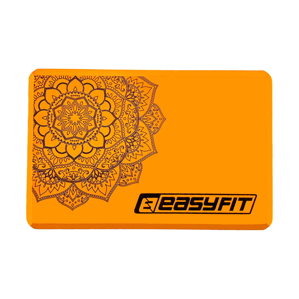 Блок для йоги EasyFit EVA з помаранчевим малюнком (EF-1819-O)
