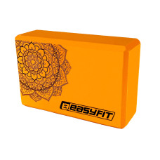Блок для йоги EasyFit EVA с рисунком оранжевый (EF-1819-O)