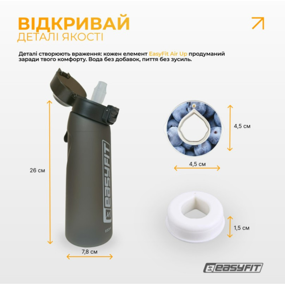 Спортивная бутылка для воды EasyFit Air Up 650 мл с 7 капсулами (EF-7005s-7)