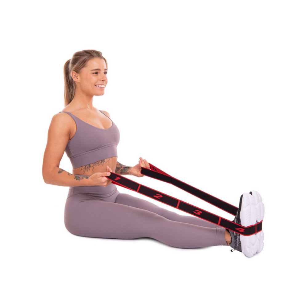 Эспандер ленточный EasyFit HARD (H) 90х5 см резинка с петлями для растяжки, фитнеса и тренировок Красный (EF-1684-R)