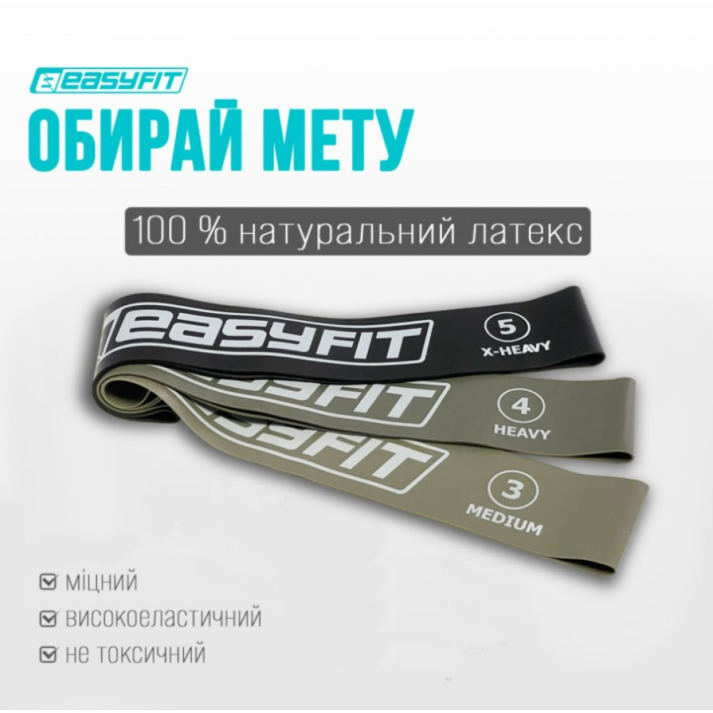 Резинки для фитнеса EasyFit MonoBand набор 3 шт (EF-1812-GY)