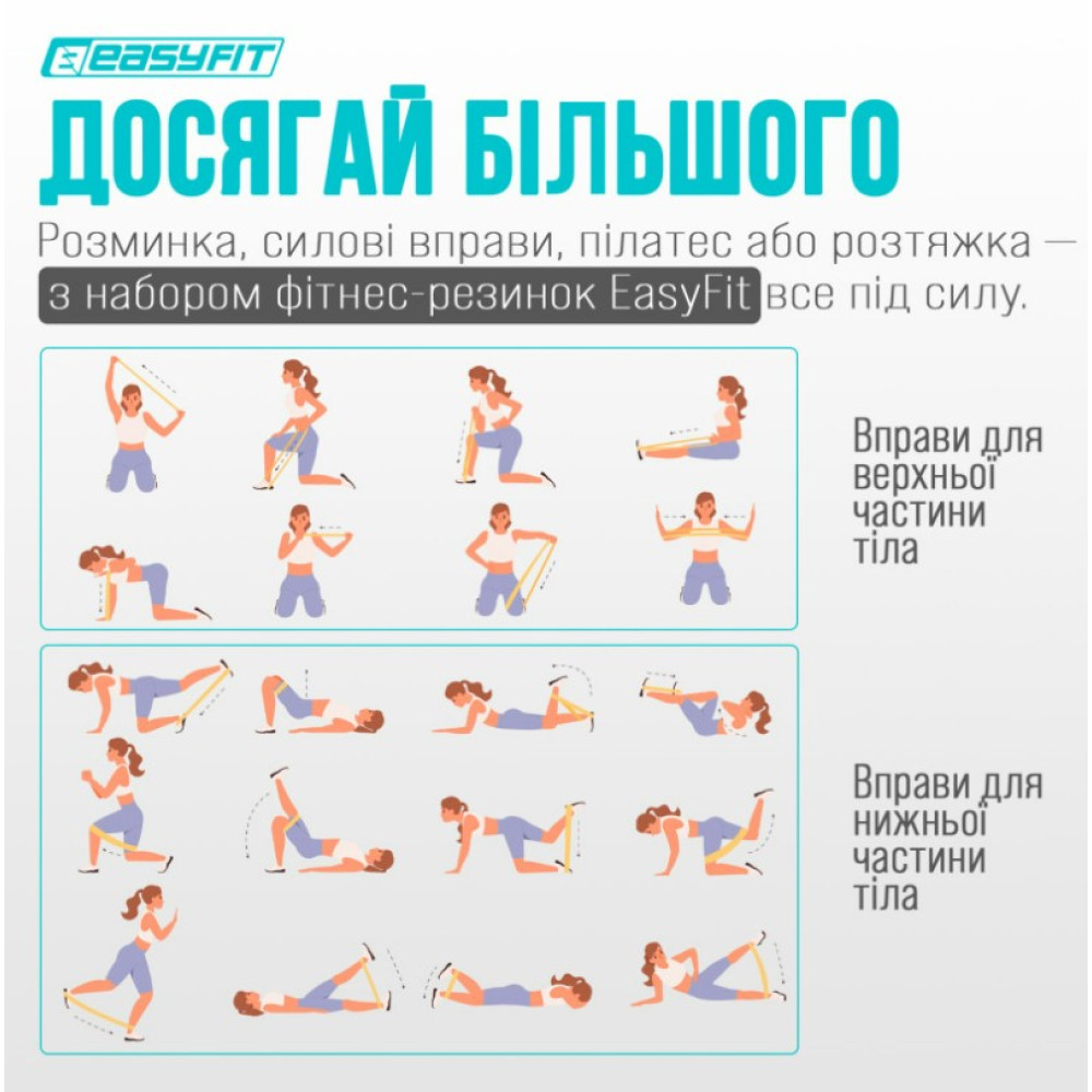 Резинки для фитнеса EasyFit MonoBand набор 3 шт (EF-1812-GY)