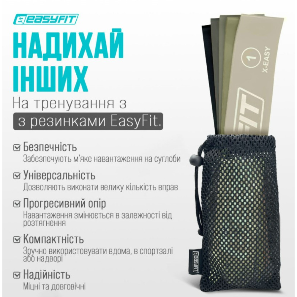 Резинки для фітнесу EasyFit MonoBand набір 5 шт (EF-1813-GY)