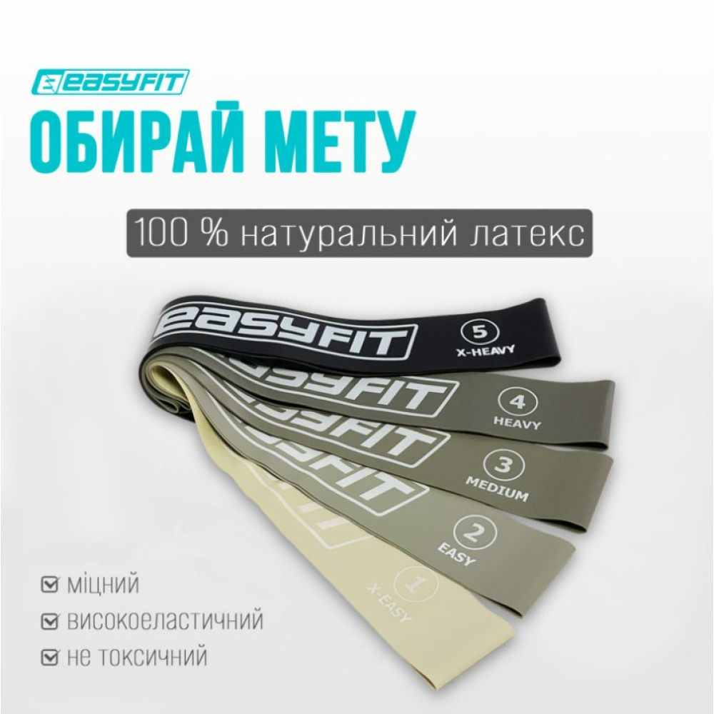Резинки для фітнесу EasyFit MonoBand набір 5 шт (EF-1813-GY)