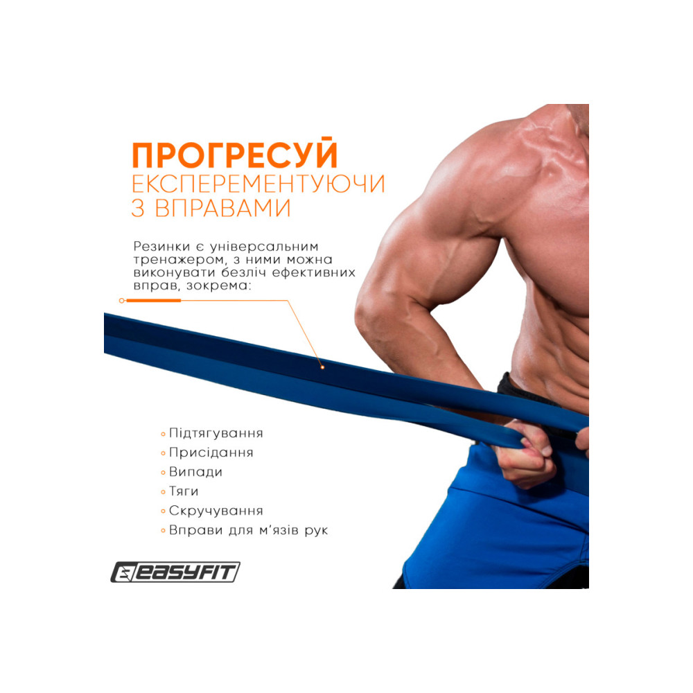 Гумова петля-еспандер Easyfit Origin 50-110 кг гумка для підтягувань, фітнесу та тренувань Синя (EF-2654-6)