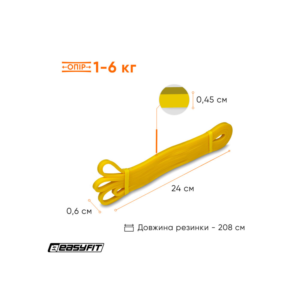 Резиновая петля EasyFit 1-6 кг желтая (EF-2654-1)