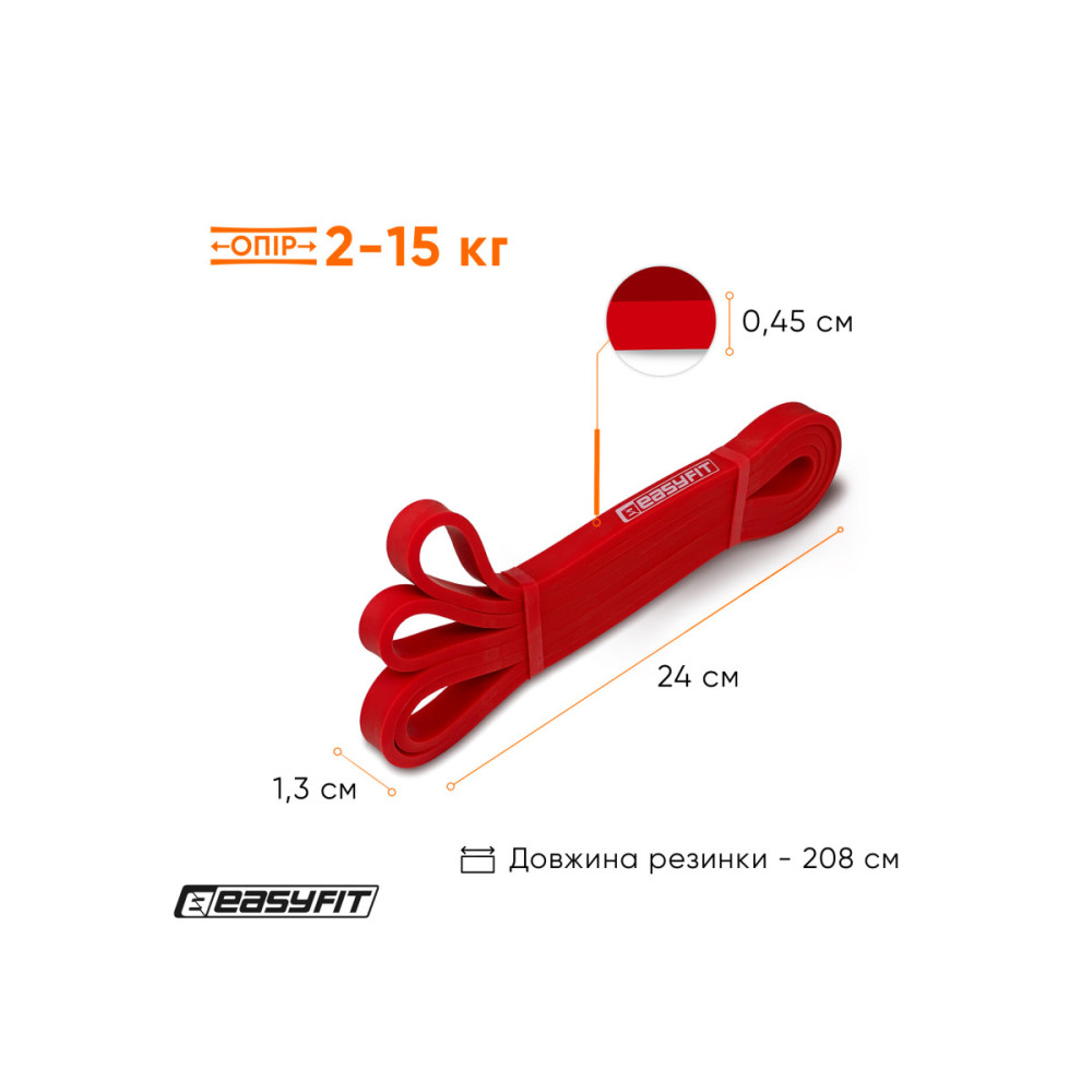 Гумова петля EasyFit 2-15 кг червона (EF-2654-2)