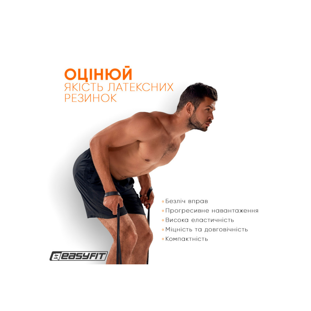 Резиновая петля-эспандер Easyfit Origin 6-31 кг резинка для подтягиваний, фитнеса и тренировок Черная (EF-2654-3)