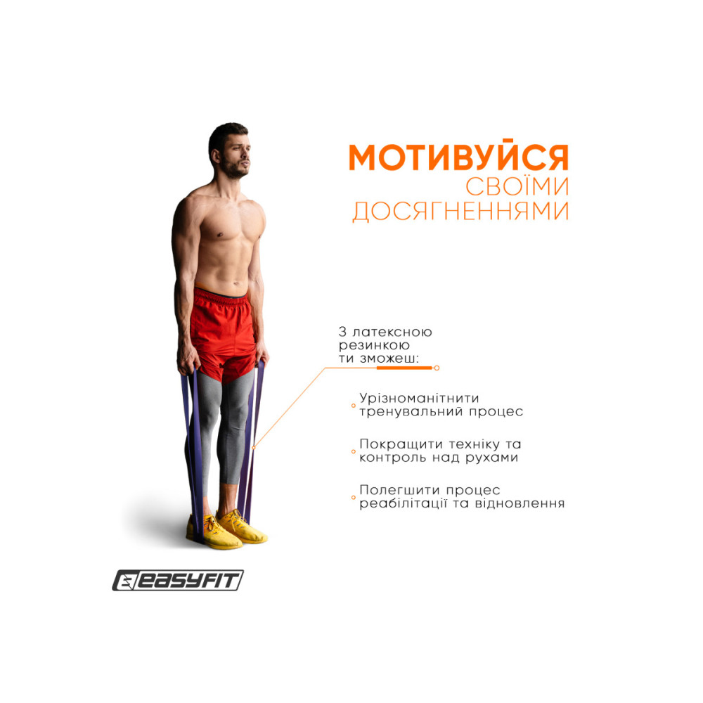 Гумова петля-еспандер Easyfit Origin 15-45 кг гумка для підтягувань, фітнесу та тренувань Фіолетова (EF-2654-4)