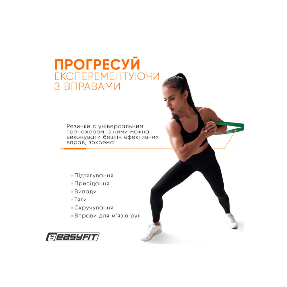 Резиновая петля-эспандер Easyfit Origin 19-65 кг резинка для подтягиваний, фитнеса и тренировок Зеленая (EF-2654-5)