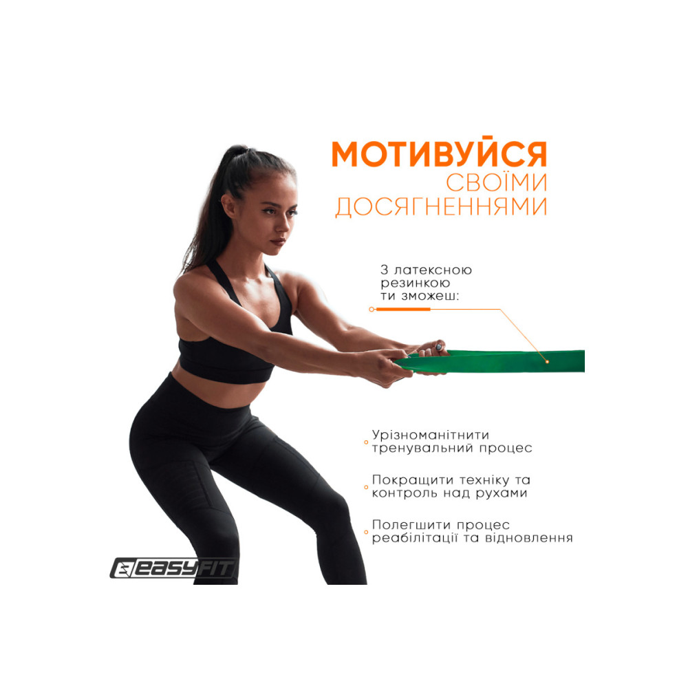 Резиновая петля-эспандер Easyfit Origin 19-65 кг резинка для подтягиваний, фитнеса и тренировок Зеленая (EF-2654-5)