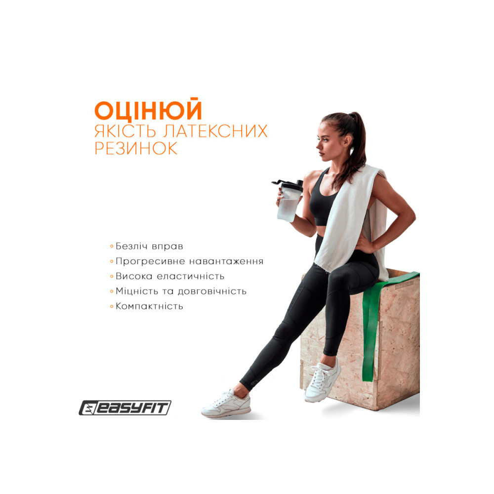Резиновая петля-эспандер Easyfit Origin 19-65 кг резинка для подтягиваний, фитнеса и тренировок Зеленая (EF-2654-5)