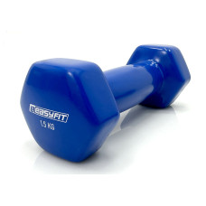 Гантель для фитнеса 1.5 кг EasyFit с виниловым покрытием синяя (EF-0015-BL)