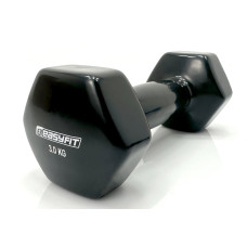 Гантель для фитнеса 3.0 кг EasyFit с виниловым покрытием черная (EF-0030-BK)