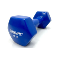 Гантель для фитнеса 5.0 кг EasyFit с виниловым покрытием синяя (EF-0050-BL)
