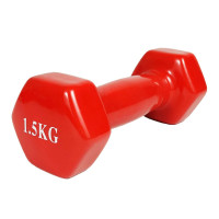 Гантель для фітнесу 1.5 кг EasyFit із вініловим покриттям червона (EF-2649-R)