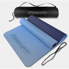 Коврик для йоги и фитнеса EasyFit TPE+TC 6 мм двухслойный, голубо-синий + Чехол (EF-1924s-LBBL)