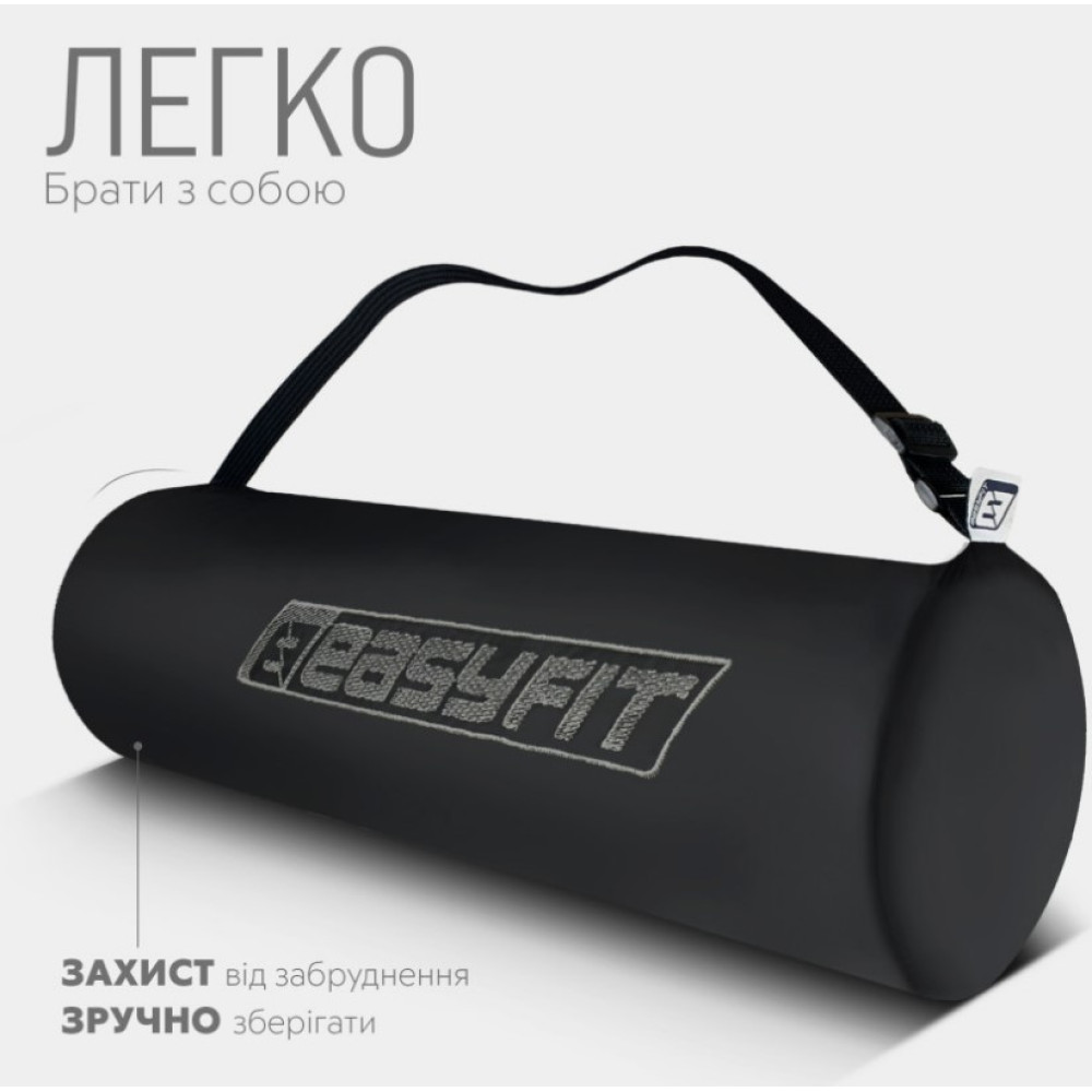 Коврик для йоги и фитнеса EasyFit TPE+TC 6 мм двухслойный, лимонно-серый + Чехол (EF-1924s-LGGY)