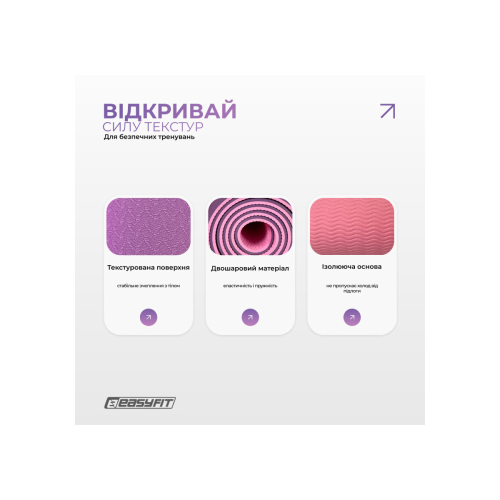Коврик для йоги и фитнеса EasyFit Polarity Padma с ремнем (EF-A1924-VP)