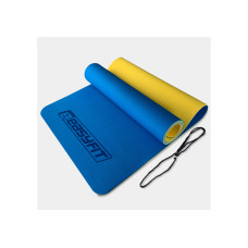 Коврик для йоги и фитнеса EasyFit TPE+TC 6 мм двухслойный синий-желтый (EF-1924-BEY)
