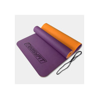 Коврик для йоги и фитнеса EasyFit TPE+TC 6 мм двухслойный фиолетовый-оранжевый (EF-1924-VO)
