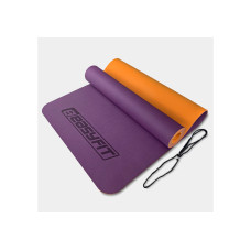 Коврик для йоги и фитнеса EasyFit TPE+TC 6 мм двухслойный фиолетовый-оранжевый (EF-1924-VO)