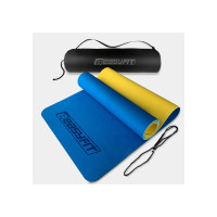 Коврик для йоги и фитнеса EasyFit TPE+TC 6 мм двухслойный + Чехол синий-желтый (EF-1924s-BEY)
