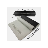 Килимок для йоги та фітнесу EasyFit TPE+TC 6 мм двошаровий + Чохол сірий з чорним (EF-1924s-GYBK)