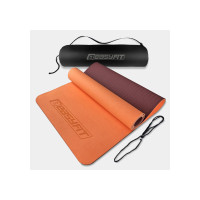 Килимок для йоги та фітнесу EasyFit TPE+TC 6 мм двошаровий + Чохол персиковий-коричневий (EF-1924s-PHBN)