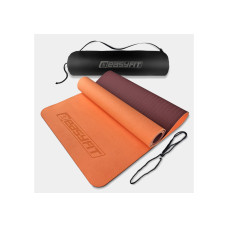 Коврик для йоги и фитнеса EasyFit TPE+TC 6 мм двухслойный + Чехол персиковый-коричневый (EF-1924s-PHBN)
