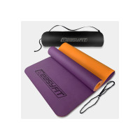 Коврик для йоги и фитнеса EasyFit TPE+TC 6 мм двухслойный + Чехол фиолетовый с оранжевым (EF-1924s-VO)
