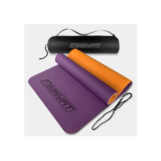 Коврик для йоги и фитнеса EasyFit TPE+TC 6 мм двухслойный + Чехол фиолетовый с оранжевым (EF-1924s-VO)