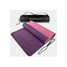 Коврик для йоги и фитнеса EasyFit TPE+TC 6 мм двухслойный + Чехол фиолетовый с розовый (EF-1924s-VP)