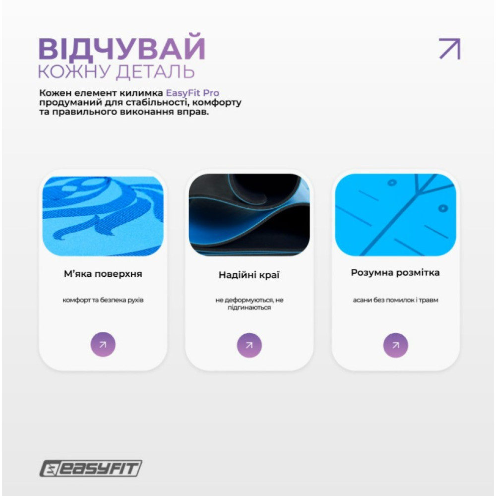 Коврик для йоги профессиональный EasyFit каучук 5 мм Синий (EF-1925-BL)