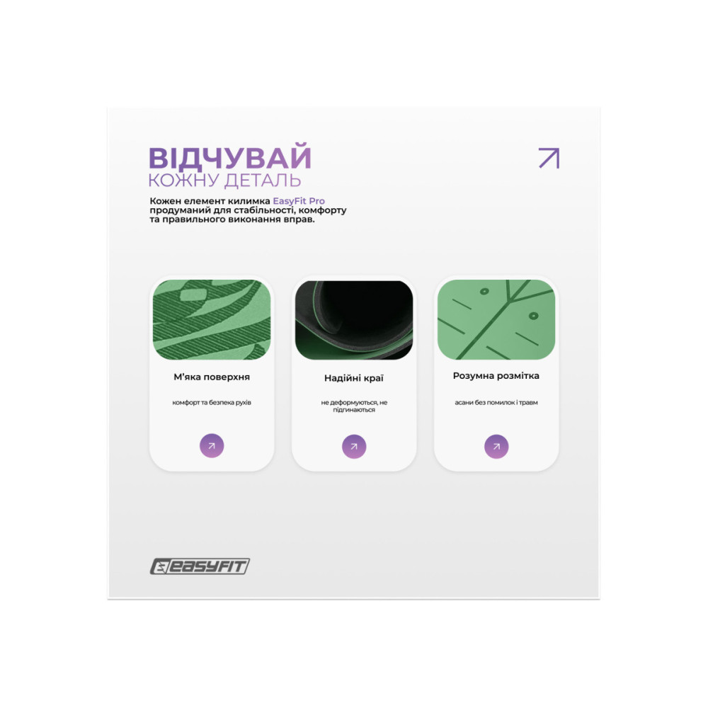 Килимок для йоги професійний EasyFit Pro каучук, 184 x 68 см, 5 мм зелений (EF-1925-GN)
