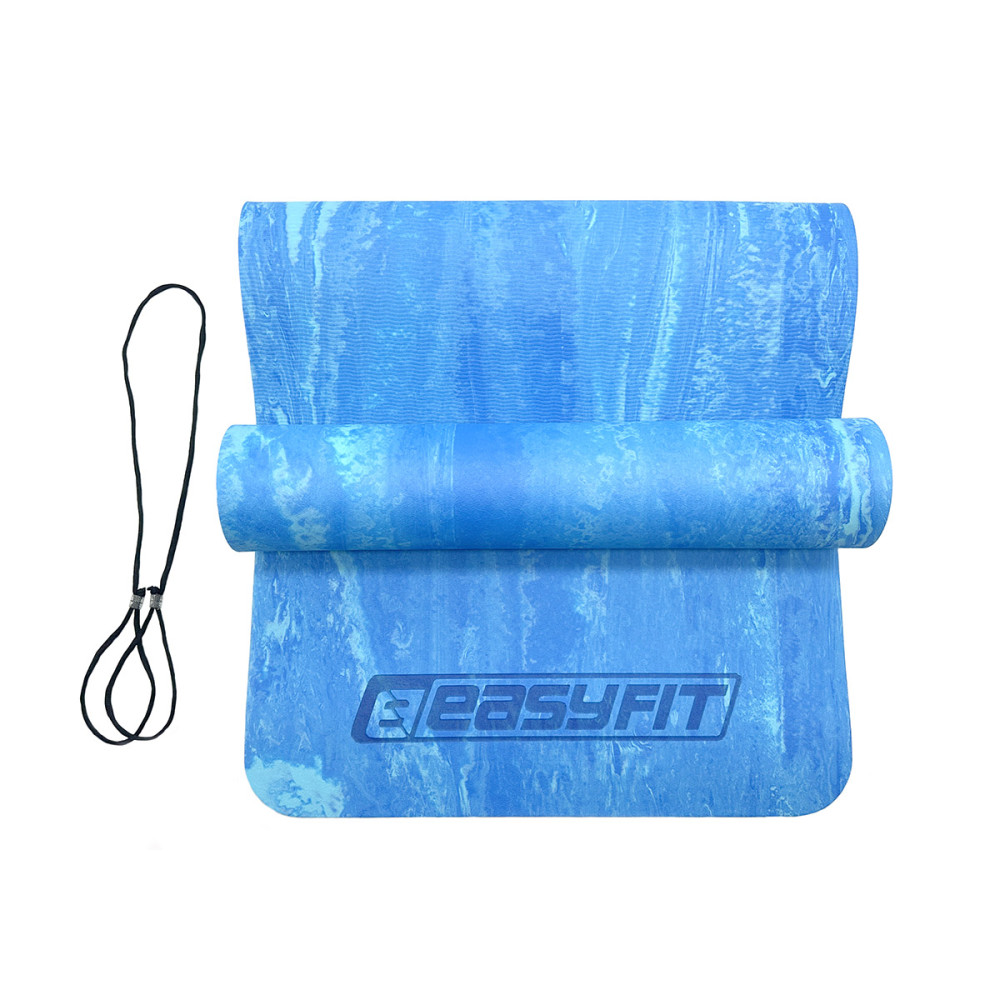 Коврик для йоги та фітнесу EasyFit PER Premium Mat 8 мм Синій (EF-1930-1-BL)