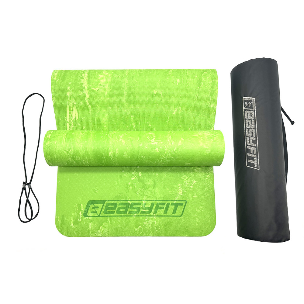 Коврик для йоги та фітнесу EasyFit PER Premium Mat 8 мм + Чохол салатовий (EF-1930s-1-GN)