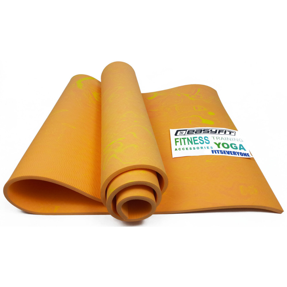 Коврик для йоги та фітнесу EasyFit PER Premium Mat 8 мм + Чехол оранжевий (EF-1930s-1-O)