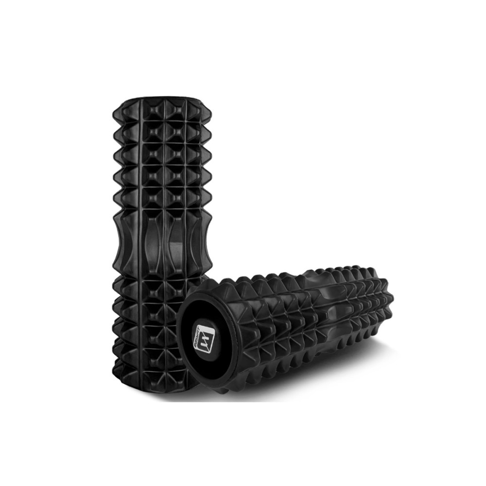 Масажний ролик EasyFit Grid Roller 33 см v.1.2 із заглушками із двох сторін Чорний (EF-2022a-BK)