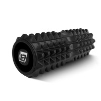 Масажний ролик EasyFit Grid Roller 33 см v.1.2 із заглушками із двох сторін Чорний (EF-2022a-BK)