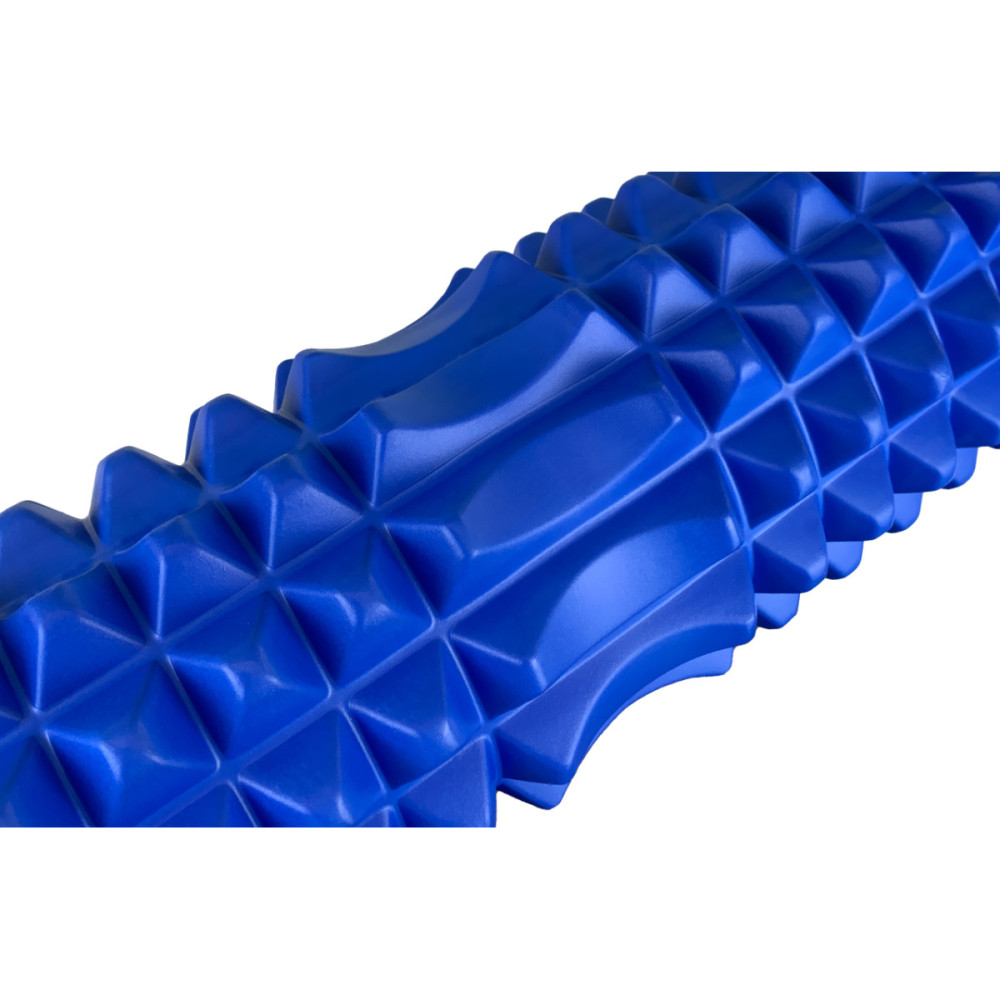 Масажний ролик EasyFit Grid Roller 33 см v.1.2 із заглушками із двох сторін Синій (EF-2022a-BL)