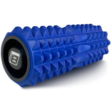 Массажный ролик EasyFit Grid Roller 33 см v.1.2 с заглушками с двух сторон Синий (EF-2022a-BL)